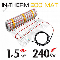 НАГРЕВАТЕЛЬНЫЙ МАТ ДЛЯ ТЕПЛОГО ПОЛА IN-THERM ECO COMFORT 160 - 1,5 КВ.М, 240 ВТ - ДЛЯ УКЛАДКИ ПОД ПЛИТКУ В ПЛИ