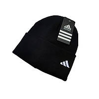 Шапка Adidas чорна (подвійне лого)