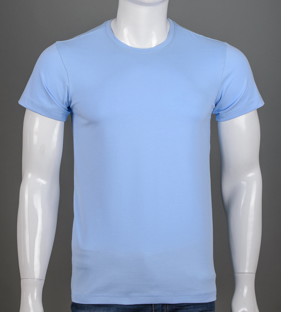 Футболка чоловіча Однотонна 2300м (Уп.4шт M-XXL), Блакитний