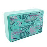 Блок для йоги (йога блок, цегла для йоги) OSPORT EVA Leaves (MS 0858-12) Бірюзовий, фото 3