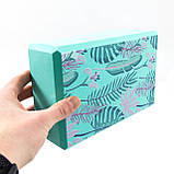 Блок для йоги (йога блок, цегла для йоги) OSPORT EVA Leaves (MS 0858-12) Бірюзовий, фото 4