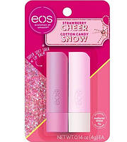 Набір бальзамів для губ EOS strawberry cheer and cotton candy з полуницею та цукровою ватою2x4 г