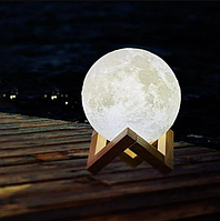 Ночник 3D светильник луна Moon Touch Control Magic 3D Moon Lamp 15см на аккумуляторе