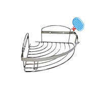 Угловая одинарная полка-сетка 20х20 (нержавеющая сталь) для ванных и душевых.
