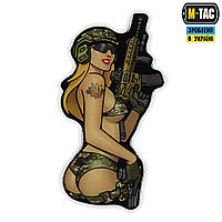 M-Tac Шеврон нашивка « Блондинка с тату Воительница » Tactical girl пвх для военных