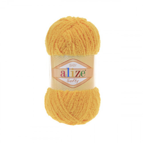 Пряжа плюшева Alize Softy (Алізе Софтлі), Мімоза №216, 50гр., 115м. нитки для в'язання