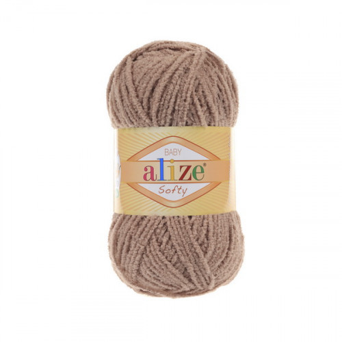Пряжа плюшева Alize Softy (Алізе Софтлі), Кава з молоком №617, 50гр., 115м. нитки для в'язання