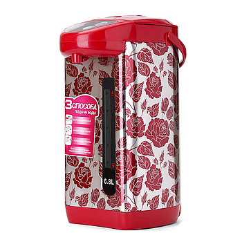 Термопот електричний чайник термос на 3 види подачі води RAF R.7907 Червоний об'єм 6.8 літрів