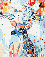 Розмальовка-картина за номерами 48x60 см на полотні на підрамнику акрил подарунок "Барвистий олень"
