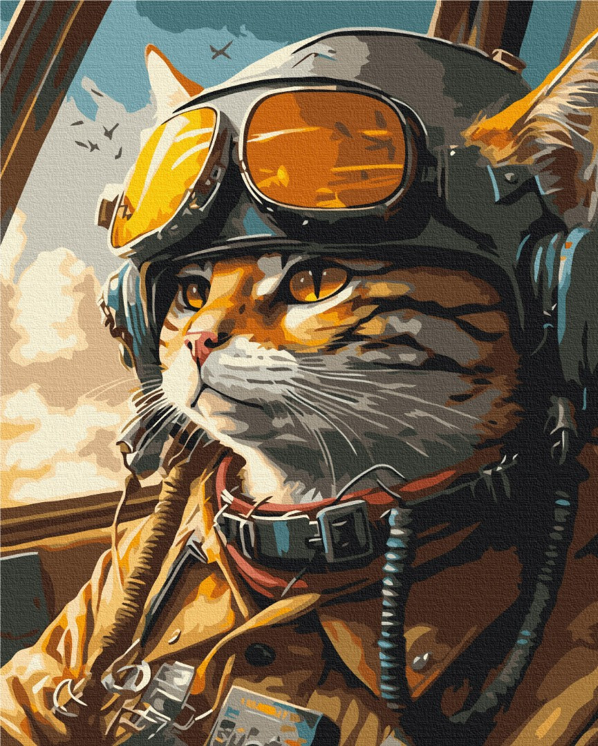 Картина за номерами "Котик на захисті неба" ©Маріанна Пащук, полотно 48х60 см, акрил, антистрес, фото 1