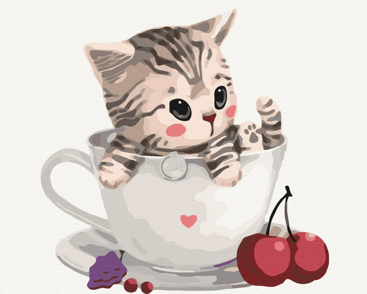 Картини за номерами "Котик у чашці" розмальовки за цифрами.40*50 см.Україна, фото 1