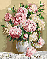 Картина за номерами "Букет півоній" 48x60 см набір для творчості на полотні акрил з підрамником