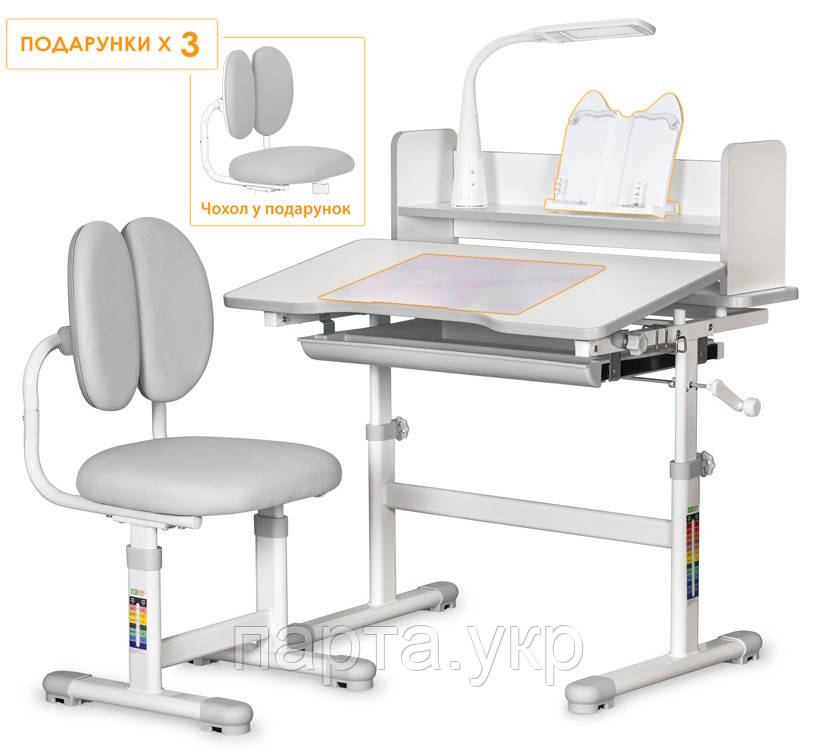 Комплект парта і стілець, полка, підставка Evo-Kids BD-29 Panda XL,88см, 3 кольори