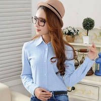 Сорочка жіноча в клітку блакитна