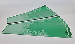 Конусна упаковка під квіти з візерунком 13х37хh60(100 шт)Задня стінка метал зелений