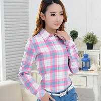 Сорочка жіноча в клітку рожева