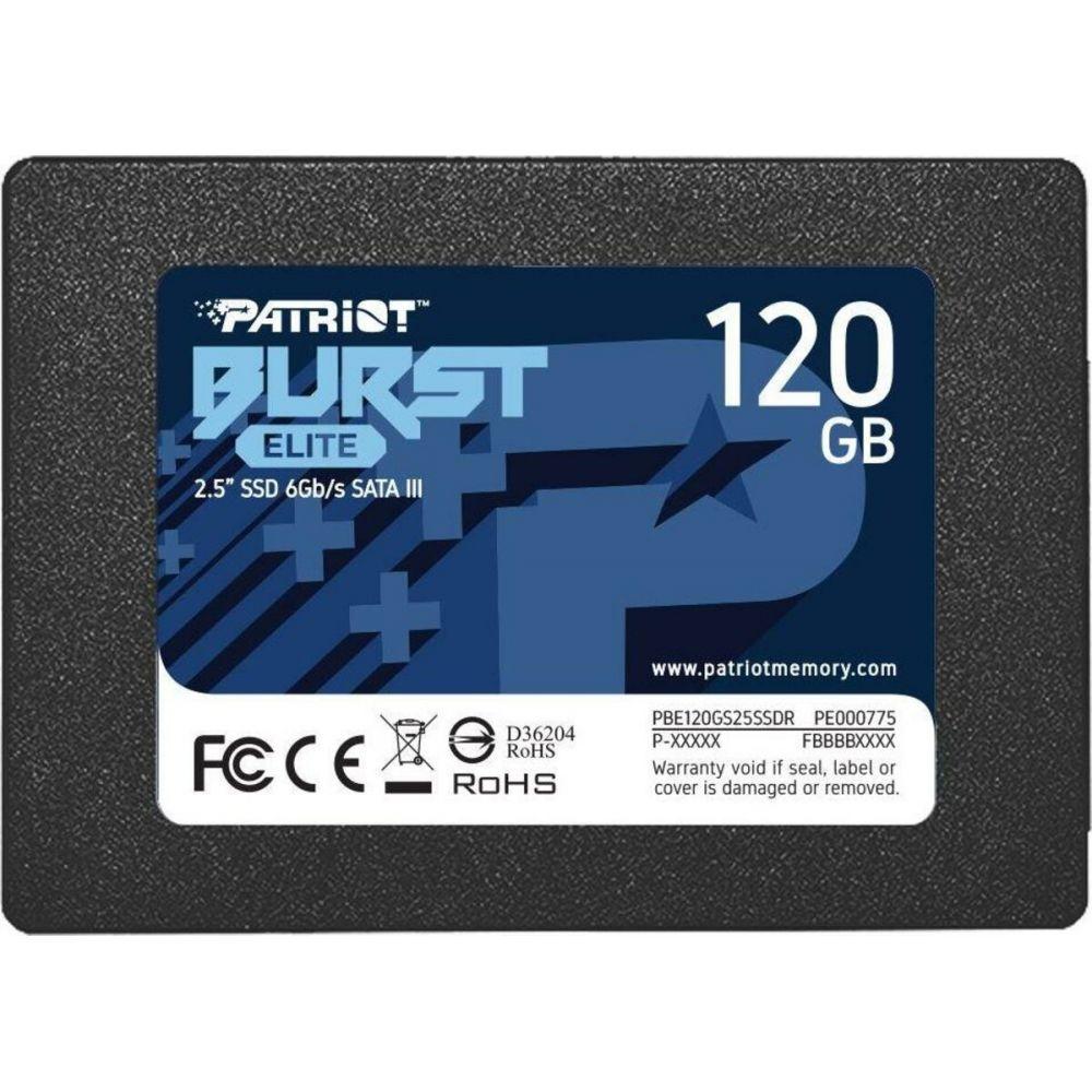 SSD Диск Patriot Burst Elite 120GB 2.5" 7mm SATAIII TLC 3D (PBE120GS25SSDR) Характеристика Черный - фото 1 - id-p2059531139