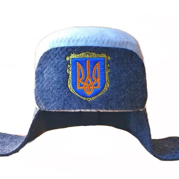 Захисна шапка з вологостійкої тканини для лазні та сауни тканинна, термостійка шапка для лазні "Вушанка"