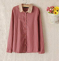 Сорочка жіноча в горошок з довгим рукавом