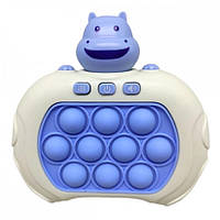 Интерактивная игрушка-антистресс, электронный Pop it 4 режима с подсветкой Бегемот Синій