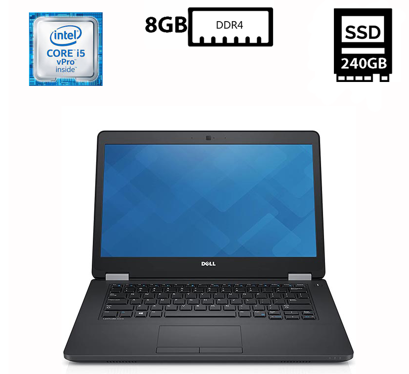 Ноутбук Dell Latitude E5470/14”IPS(1920x1080)/Intel Core i3-6100U 2.30GHz/8GB DDR4/SSD 240GB/Intel HD Graphics