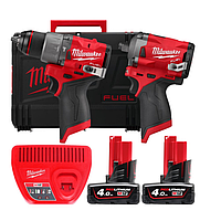 Професійний набір акумуляторного інструменту Milwaukee  M12 FPP2H2-402X : шурупокрут, гайкокрут