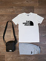 Летний комплект тройка мессенджер шорты и футболка (Зе норс фейс) The North Face