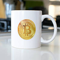 Кружка с логотипа биткоин Bitcoin 330 мл чашка для трейдера с прикольным принтом на подарок, криптовалюта Wl