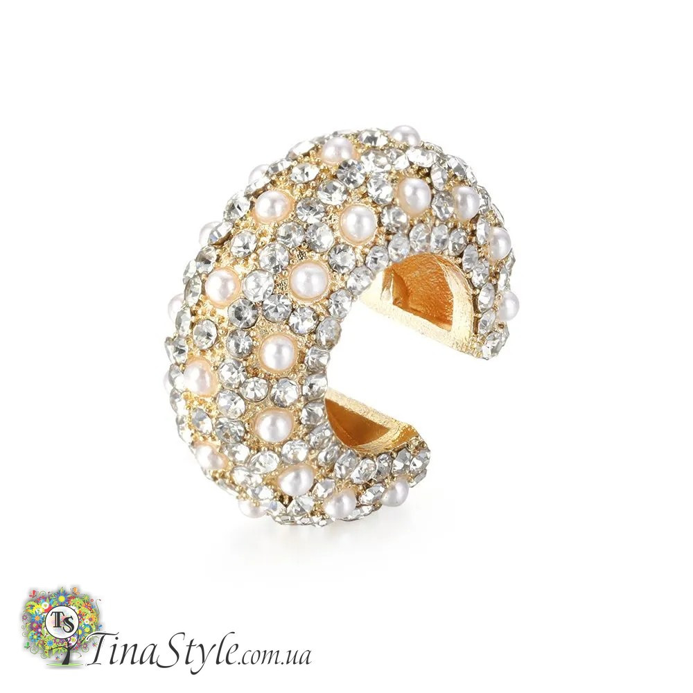 Сережка кафа масивна з камінням каф кліпса, фото 1