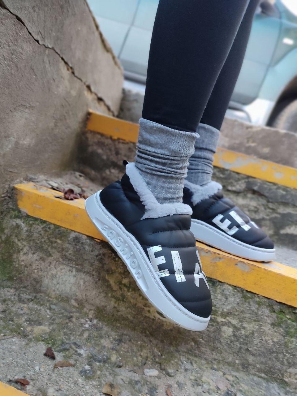 36-37 р Ugg GREY дутики детские СЕРЫЕ с опушкой  с буквами на высокой подошве непромокаемые зимние