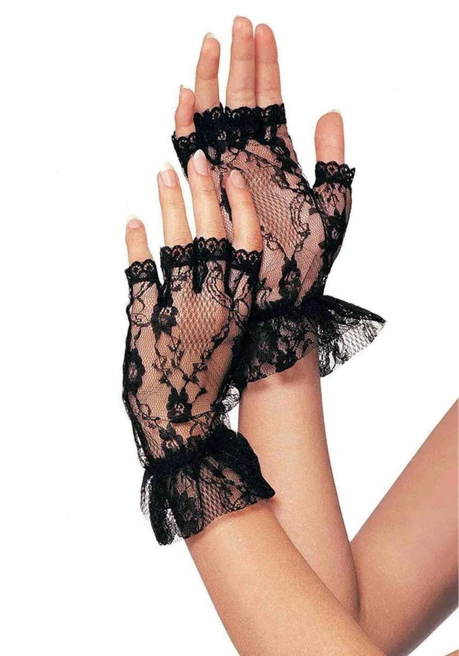 Жіночі Еротичні Рукавички Leg Avenue Wrist length fingerless gloves Чорний Універсальний (SO9088)