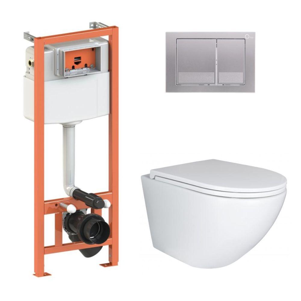 Комплект інсталяції Q-TAP Nest/Robin с унітазом Q-TAP кнопка сатин 176969 QT1333046EUQW45143, фото 1