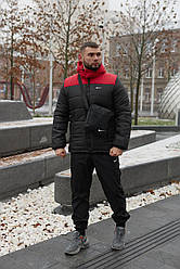 Комплект Європейка червоно-чорна + штани President. Барсетка та рукавички у подарунок!