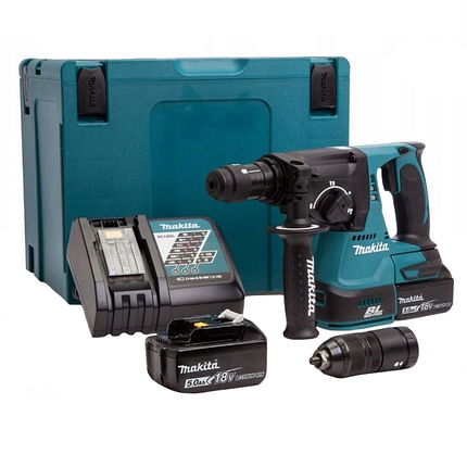 Професійний акумуляторний перфоратор Makita DHR243RTJ : з АКБ 18V 2шт-5.0Ah, 2 Дж, SDS+, фото 1
