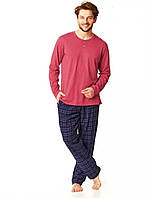 Мужская пижама брюки хлопок Key MNS 451 красно-темно-синий L