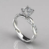 Классическое кольцо женское с большим белым камнем помолвка или свадьба серебристое р 18