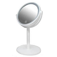 Зеркало с Led подсветкой и сенсорной кнопкой 00058 Круглое косметическое для макияжа с органайзером