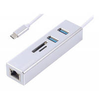 Концентратор Maxxter USB to Gigabit Ethernet, 2 Ports USB 3.0 + microSD/TF card r (NECH-2P-SD-01) CHP