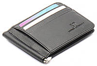 Черный зажим для банкнот и карточек из натуральной кожи ST Leather ST452