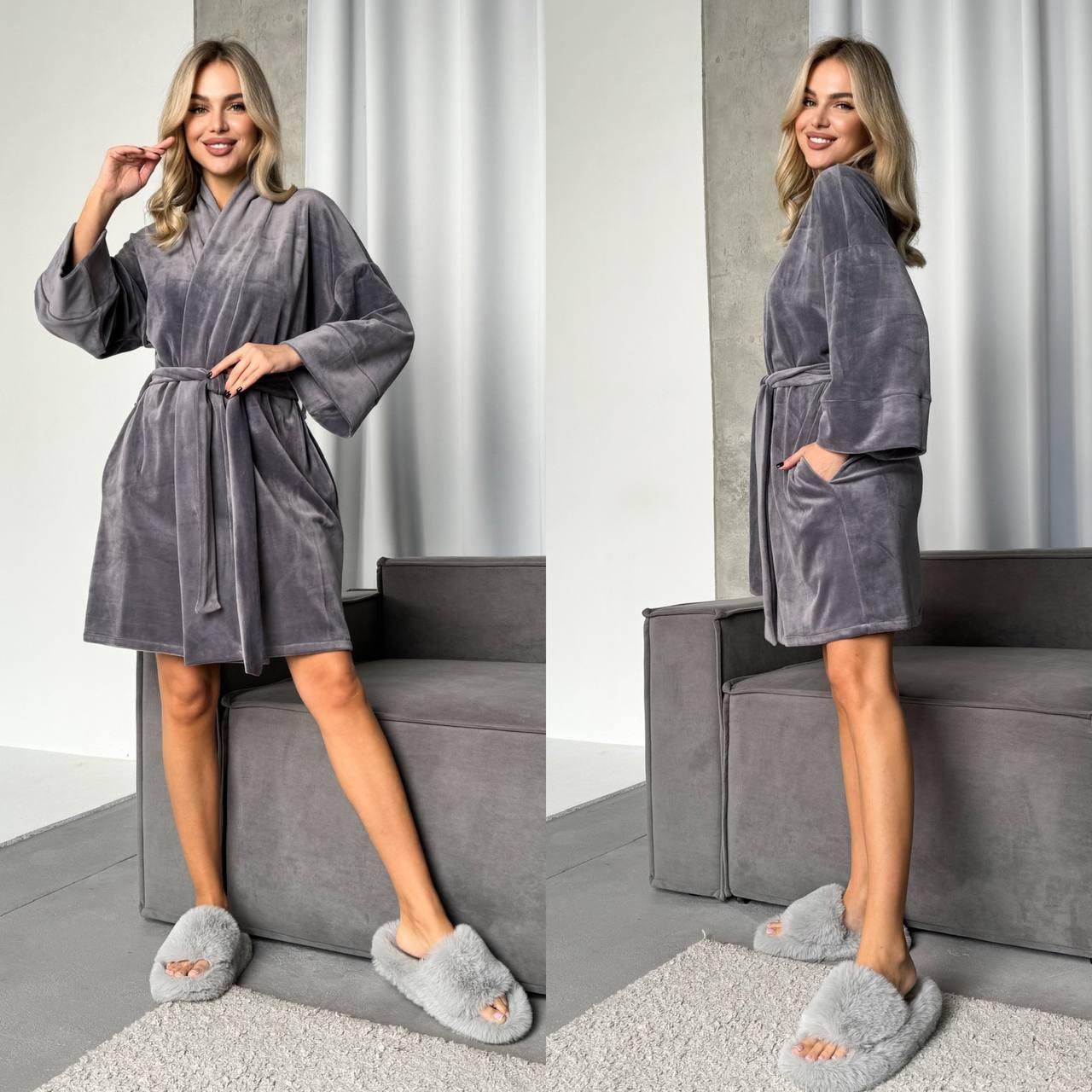 Жіночий халат до колін Розміри: 42-44, 46-48, 50-52, фото 1