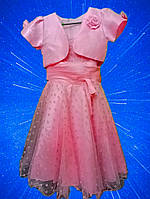 Платье девочка нарядное розовое сердечки, двойка, 5-6, 6-7 лет