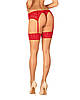 Панчохи Obsessive Ingridia stockings XL/2XL, бежеві з червоною гумкою, фото 2