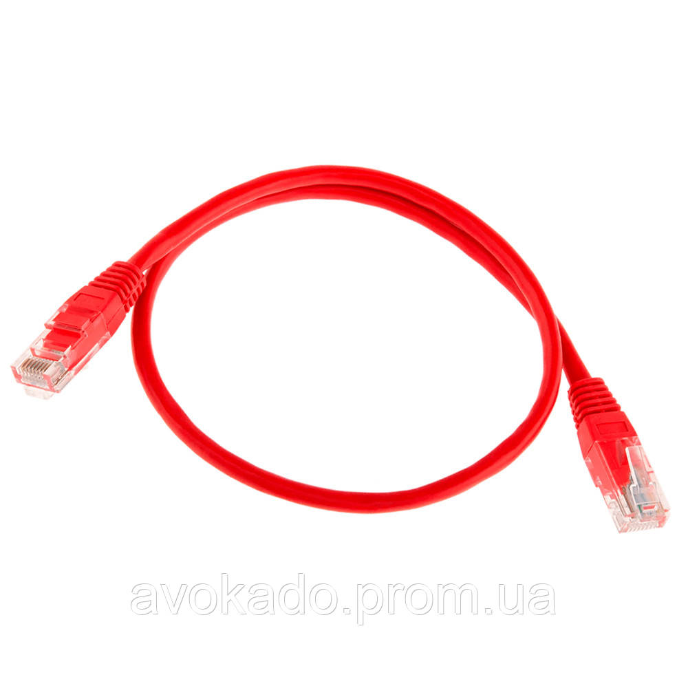 Патч-корд литой RITAR, UTP, RJ45, Cat.5e, 0,25m, красный, Cu (медь) e - фото 1 - id-p2059688718