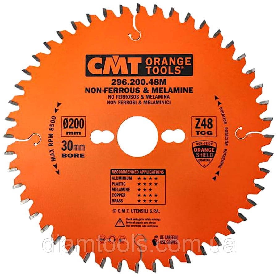 Пильний диск для кольорових металів і пластику СМТ 200х30х48z K2.8/2.2 (296.200.48M)