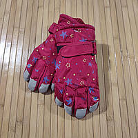 Подростковые перчатки "Звездочки" на меху от 10 до 12 лет цвет Красный