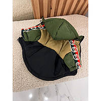 Брендовая зимняя куртка для собак GUCCI с капюшоном на змейке, зеленая