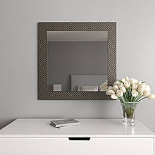 Дзеркало настінне коричневий сірий 96х96 навісне з патиною для офісу, квадратне дзеркало в спальню стильне