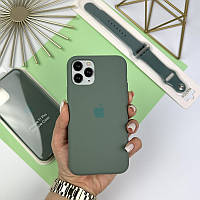 Силиконовый чехол на Айфон 11 про с закрытым низом | iPhone 11 Pro Pine green (55)