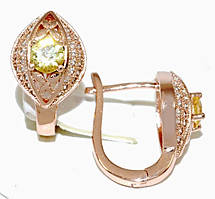 Сережки ХР. Позолота ЧВ. Камені: жовтий та білий циркон. Довжина: 1,9 см Ширина: 11 мм