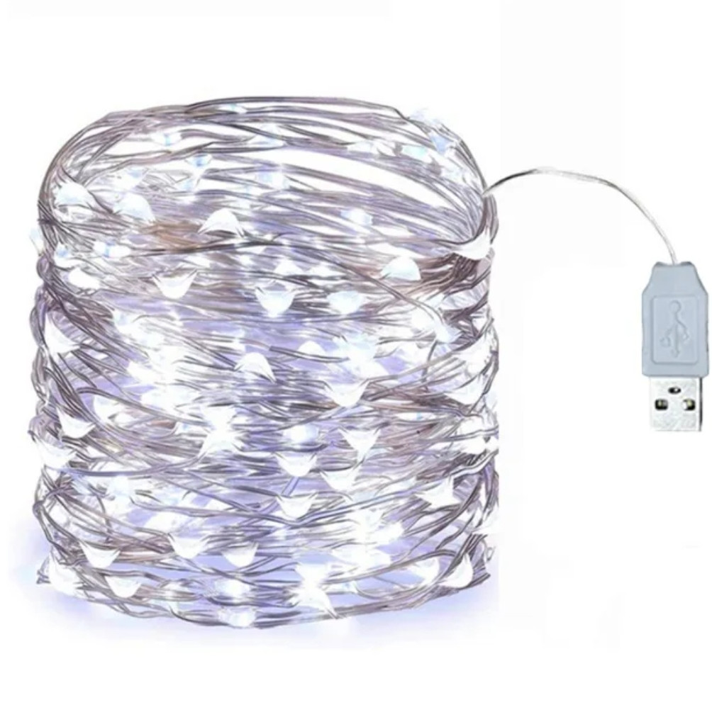 Гірлянда світлодіодна 5 метрів 50 led біле світло від USB, фото 1